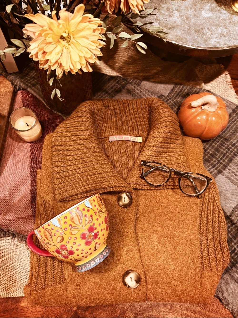 Kuna Alpaca Wool Cropped Rust Brown Cardigan Jacket Sweater Earth Tone Small EUC